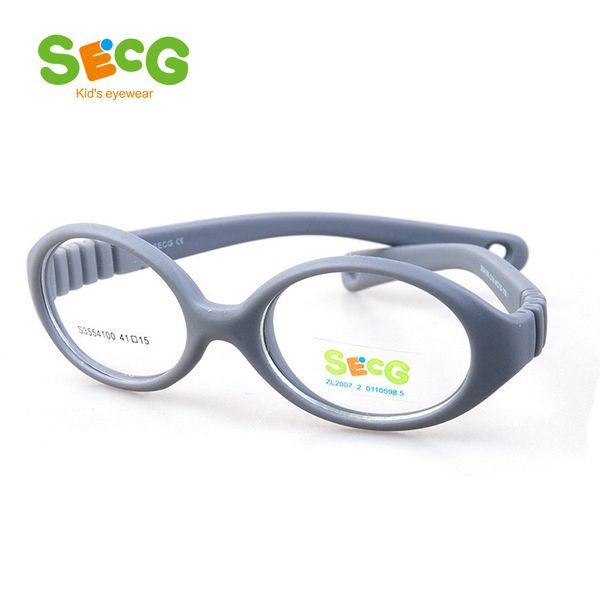 SECG Miopía Óptica Redonda Gafas para niños Marco Sólido TR90 Dioptría de goma Gafas transparentes para niños Gafas suaves y flexibles 2103231043158