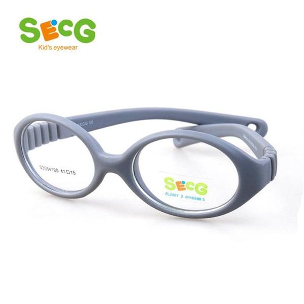 SECG miopía óptico redondo niños gafas marco sólido TR90 goma dioptría transparente niños gafas Flexible suave gafas 21032386309Q