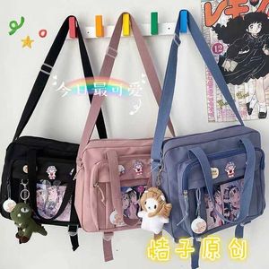 Segunda Escuela Secundaria japonesa Bolsos cruzados para niñas Elemento Libro de nylon Transparente Itabag Bolsos de mujer Jk Hombro