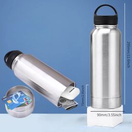 Secret Hidden Safe Steel Water Bottle Cofficier Sected Boîte Seccure Secte Spot peut cacher Compartement de stockage pour cartes Caches Cash 240402