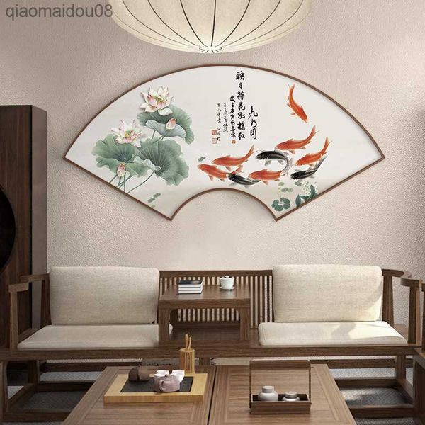 Secteur Animal Neuf Poissons Koi Carpe Style Chinois Image Impression Affiche Décoration Salon Maison Bureau Mur Art Toile Peinture L230704