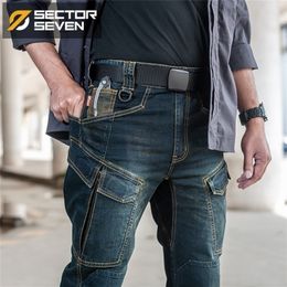 Sector Seven Slim City Casual Jeans Mid Mid Taille Straight Denim Jeans Classic Indigo Blue Black Jeans Wear-Resistant 201128