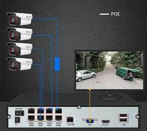 Kit de sistema de cámara de seguridad impermeable visión nocturna DVR/AHD NVR/POE HD 1080P cámara IP digital remota de cuatro canales con disco duro de 1 TB