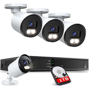 SYSTÈME DE CAMÉE DE SÉCURITÉ SYSTÈME CONDU H2658C H.265 DVR de surveillance avec un disque dur de 1 To et 4x 1080p HD IP 66 CCATVE CCTV CCATRES 100 pieds Vision nocturne Smart Playback Motion Motion Alerte