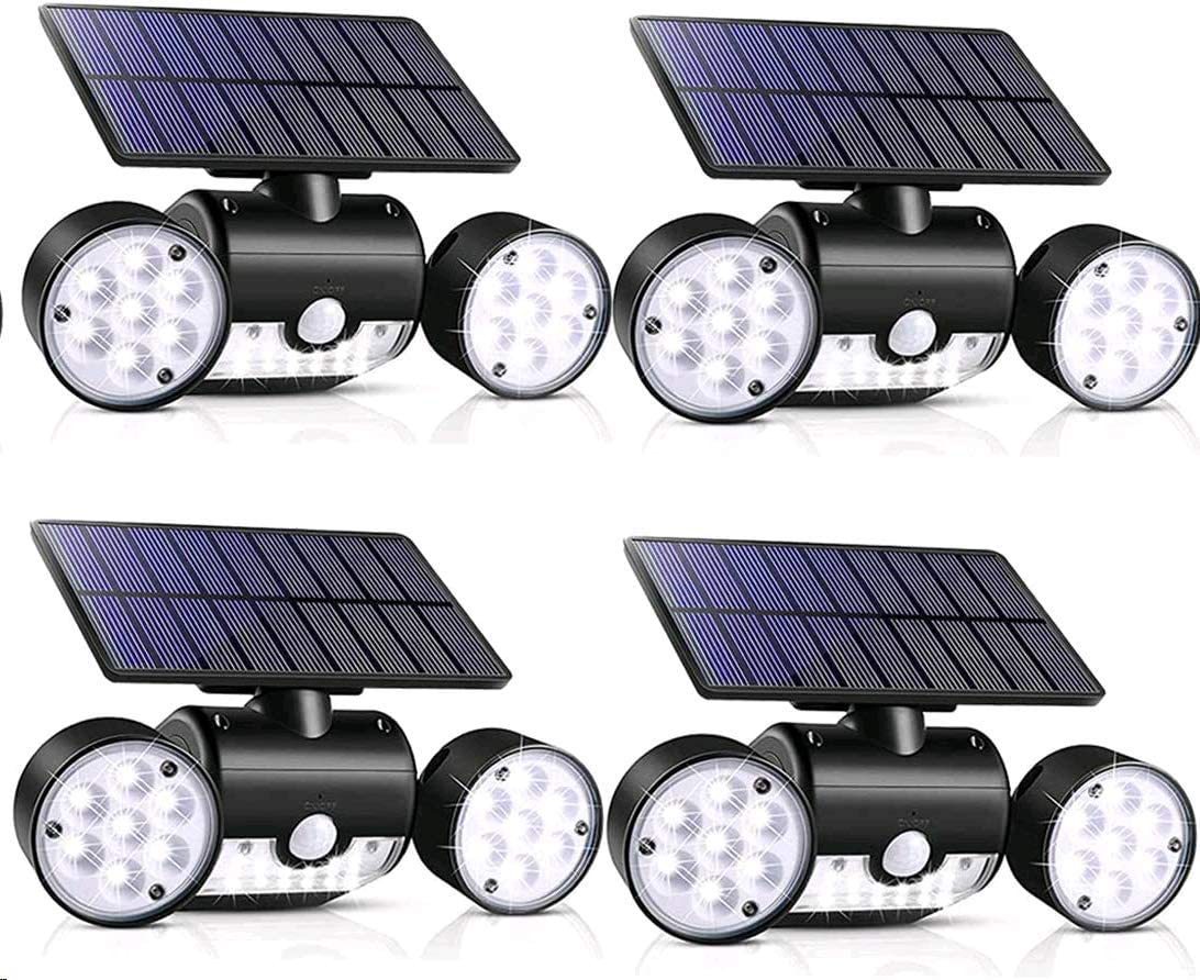 Beveiligingsverlichting Zonne -lichten Outdoor 30 LED met bewegingssensor Dual Head Spotlights IP65 Waterdicht voor de voordeurtuintuin