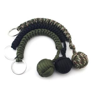 Beveiliging Bescherming Zwarte aap Vuiststalen Kogellager Zelfverdediging Tool Outdoor Reizen Lanyard Survival Sleutelhanger ZA2564