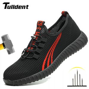 zapatos de seguridad para hombres botas transpirables de verano de punta de acero anti-aplastamiento de seguridad de seguridad zapatillas de seguridad zapatos de seguros suaves