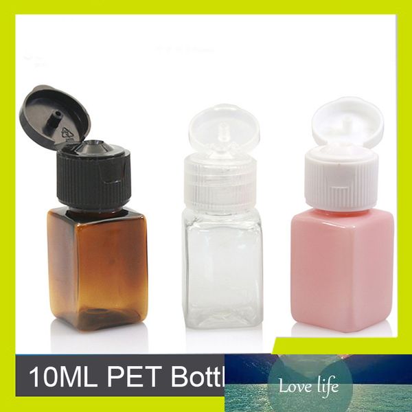 Sedorate 100 pcs/Lot Mini 10 ML bouteille en plastique couvercle à rabat bouteilles carrées pour animaux de compagnie crème cosmétique bouteilles rechargeables vides JX037
