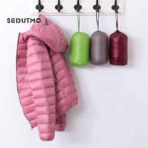 SEDUTMO printemps femmes doudounes Ultra léger hiver canard manteau à capuche courte bouffante veste Parkas ED659 211221