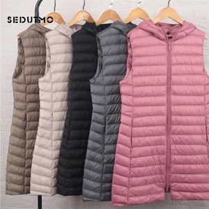 SEDUTMO hiver femmes vers le bas manteau Long à capuche gilet Ultra léger gilet automne mince veste Parkas ED915 211007