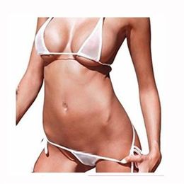Conjunto de microbikini transparente de malla para mujer, Bikinis brasileños transparentes, ropa interior sexual para nadar, traje de baño para mujer, traje de baño 185G 2020