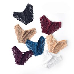 Sous-vêtements transparents en dentelle pour femmes, slips Sexy, taille basse, 8 couleurs, culottes solides, taille libre, sous-vêtements pour dames