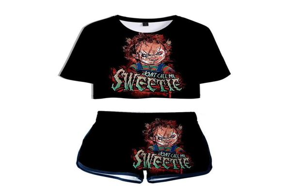 Seed Of Chucky 3D Pop Shorts y camisetas Ghost Doll Mujeres Conjuntos de dos piezas Cool Print Horror Movie Girls Crop Top Ropa X06124675485