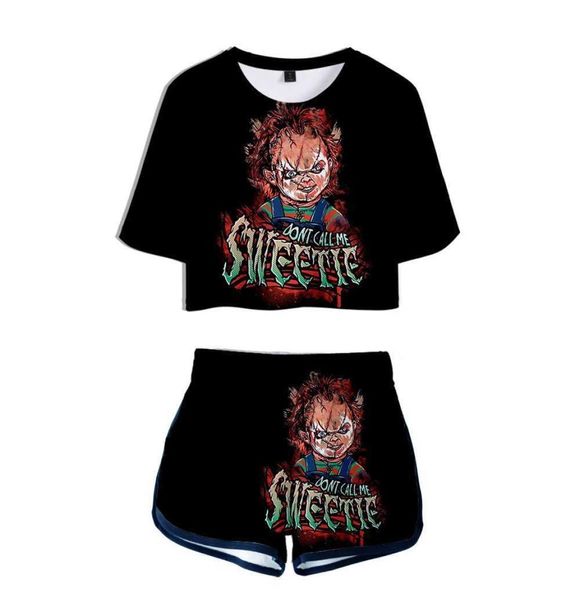 Seed Of Chucky 3D Pop Shorts y camisetas Ghost Doll Mujeres Conjuntos de dos piezas Cool Print Horror Movie Girls Crop Top Ropa X06127806974