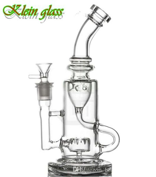 graine de vie perc copie 9 pouces de haut Klein bong en verre Dab Rig Verre Klein Oil Rigs Recycler Fumer pipe à eau Clear dab rigs joint 14.4mm