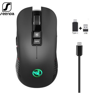 SeenDa 2.4G USB-C sans fil Rechargeable jeu 3600DPI 7 boutons type-c souris muette Macbook ordinateur portable PC souris de jeu