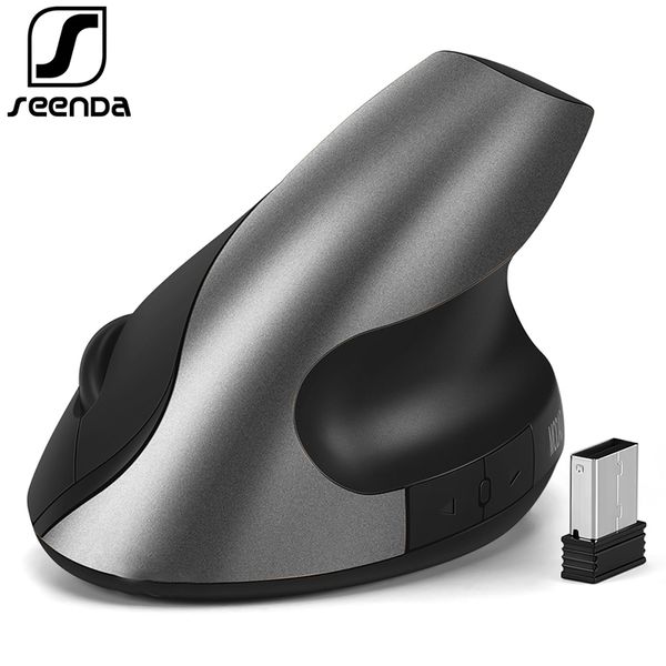 SeenDa 6 botones Vertical 2.4G Ratón inalámbrico Ratones ópticos ergonómicos de alta precisión con DPI ajustable