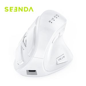Seenda-ratón vertical inalámbrico, recargable, Bluetooth, 24G, USB, para ordenador, portátil, PC, Mac, iPad, Office 231228
