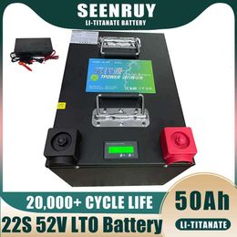 SEENRUY 22S 52V 50Ah LTO met LCD-scherm voor 48V zonnestation scooter golfkar batterij met oplader