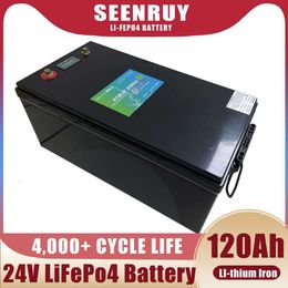 SEENRUY LiFePo4 batterie Rechargeable 24V 120Ah intégré 8S BMS Lithium fer Phosphate étanche pour bateau voiture RV solaire