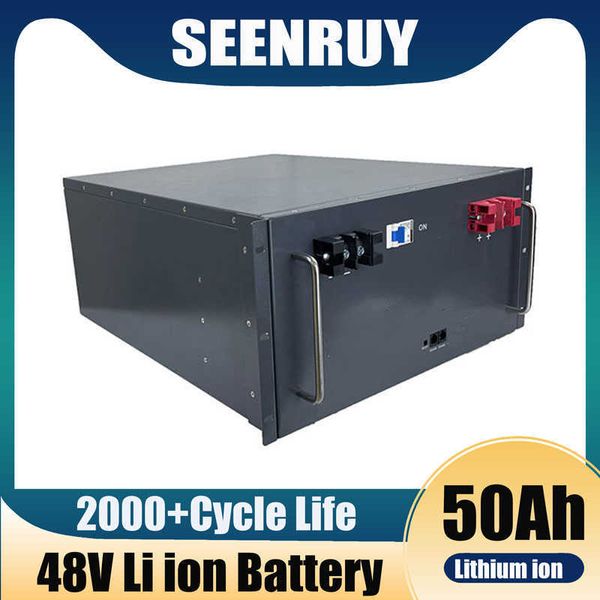 Batería SEENRUY de iones de litio 48V 50AH, aplicación Bluetooth, comunicación BMS RS485 para inversor de 4000W, energía Solar Scotter + cargador 10A