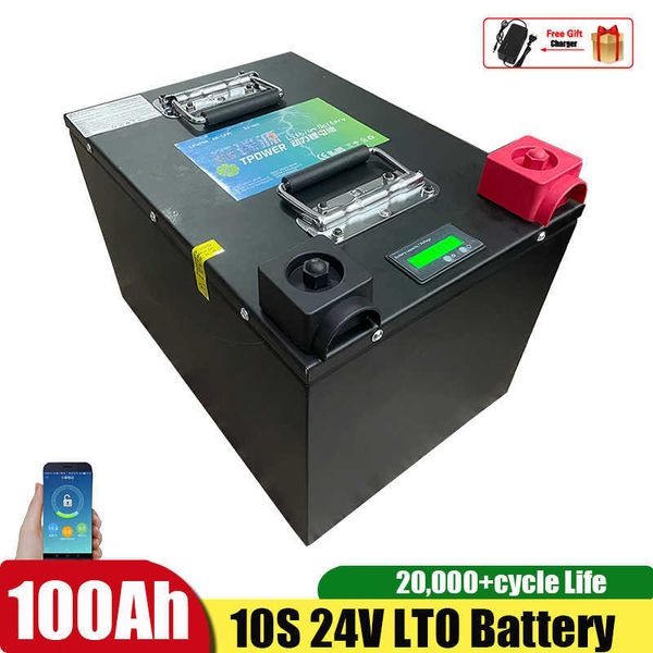 SEENRUY Puissant Lithium Titanate 24V 100Ah LTO Batterie avec BMS pour Camping-car à Énergie Solaire Bateau Machine + Chargeur 10A