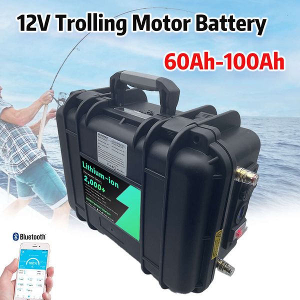 SEENRUY – batterie Lithium-Ion étanche et Rechargeable, 12V, 60ah, 80ah, 100ah, pour moteur de pêche à la traîne, hélice de bateau, chargeur 10a