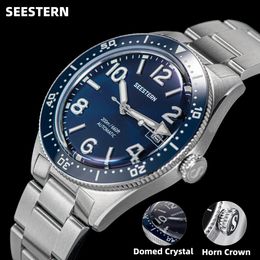 SEESTERN Diving Watch of Men Automatic Mechanical Wristcs Wrists Seagul ST2130 Movie 20bar Imperpose Afficier Luminal Domed Crystal 240419
