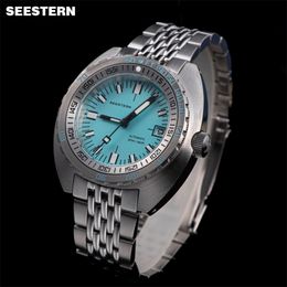 Seestern Reloj Buceo Hombres Automático Mecánico Cristal de Zafiro Fecha Luminosa Impermeable 200 m Pulsera Reloj de Pulsera Retro v3 SUB300T l231226