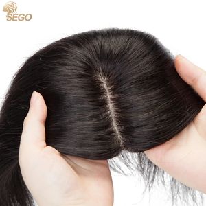 SEGO 10x12cm zijdebasis 25x9cm Hair Toppers 100% menselijke stukken voor vrouwen haarstuk 4 clips in S 240130