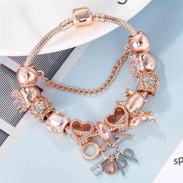 Seialoy Bracelet en or Rose bracelets pour femmes princesse Elk perle heureux bracelets porte-bonheur bijoux Fit fille Couple amitié bijoux Gi276e
