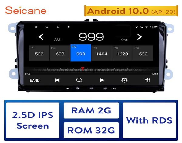 Seicane Android 10.0 2din Car Radio GPS GPS Multimedia Player pour VW // Golf / Polo / Tiguan / Passat / B7 / B6 / Leon / Skoda / Octavia5666643