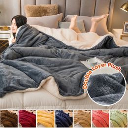 SEIKANO hiver couverture en laine moelleux chaud épaissir couverture lestée pour canapé-lit couleur unie Double face couverture pour adultes enfants 231229