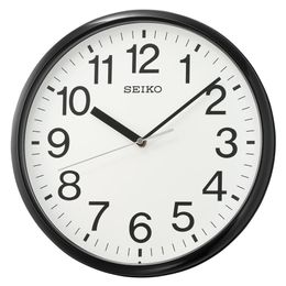 Reloj de pared analógico empresarial Seiko de 12 pulgadas, negro, redondo, tradicional, cuarzo, analógico, QXA756KLH