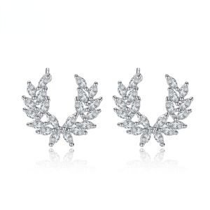 Boucles d'oreilles de zircon seiko aaa pour femmes coréenes édition et simplicité branche ailes de mariage scintillant et brillants bijoux