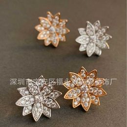 Seiko Edition Original V Gold High Version Fanjia Personnalized Lotus Set Diamond Oreing Brocs for Female Niche Full Diamond Snow Orees Brings