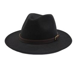 Seioum nieuwe mode -stijl brede runder vrouwen vilt hoed wollen soild fedora cap voor vrouwen retro hoed elegante dames jazz wol caps4412937