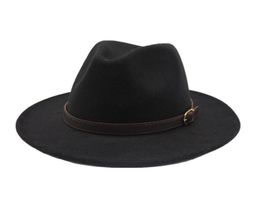 Seioum Nieuwe mode -stijl brede runder vrouwen vilt hoed wollen soild fedora cap voor vrouwen retro hoed elegante dames jazz wol caps6225176