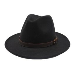 Seioum nuevo estilo de moda ala ancha sombrero de fieltro de lana sólida gorra Fedora para mujer sombrero Retro elegante señoras Jazz lana Caps5214824