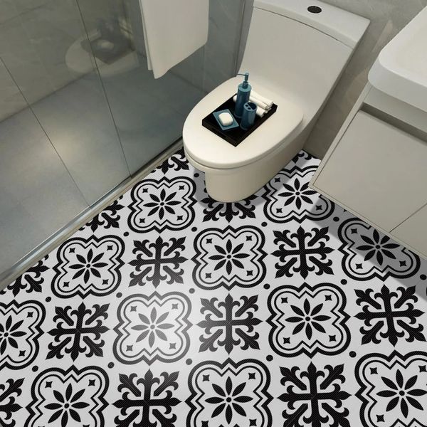 Autocollant de carrelage de sol auto-adhésif imperméable antidérapant amovible en PVC salle de bains cuisine salon décor peler et coller décalcomanie 231220