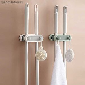 Clip de vadrouille auto-adhésif Salle de bains Étagère de cuisine Fixé au mur Crochet de poinçon gratuit Brosse de rangement Balai Cintre Serviette Ménage Pendentif L230704