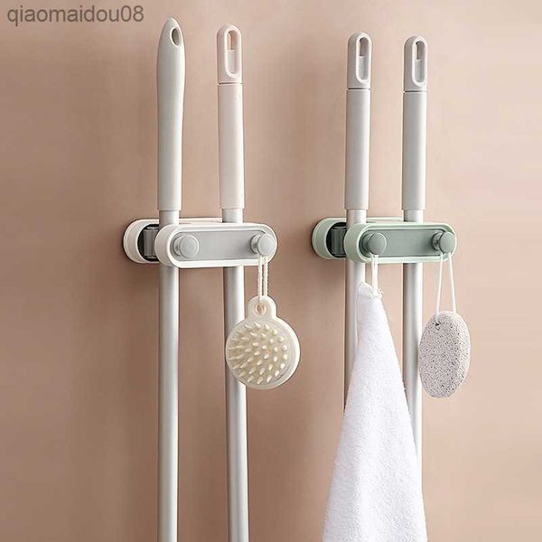 Clip autoadhesivo para fregona, estante de cocina para baño, gancho de perforación gratis montado en la pared, cepillo de almacenamiento, colgador de escoba, colgante para el hogar L230704