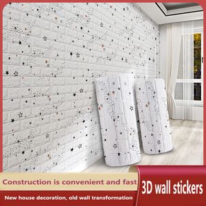 Zelfklevende panelen 3D Soft Crash Foam Wallpaper Imitatie Brick Wall Stickers Home Living Room Kid Bedroom Decor