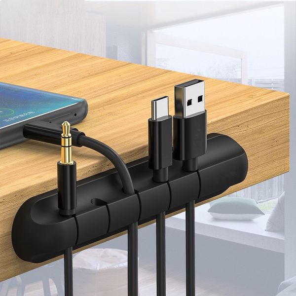 Cable de datos de silicona autoadhesivo Hebilla de fijación Cables de escritorio Administrador Aprendizaje de automóviles Herramienta de almacenamiento de oficina Organizador de accesorios Otros accesorios de escritorio FSXJY90