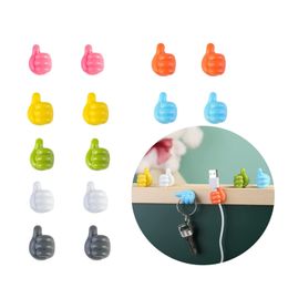 Zelfklevende wandhaak Creatieve siliconen duim Key Hanger Hook Home/Office Data Cable Clip Draad Desk Organizer LX5608