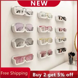 Zelfklevende wandgemonteerde bril opslagglazen houder plastic hangable zonnebril show stand plank voor huisopslag plaspay rac