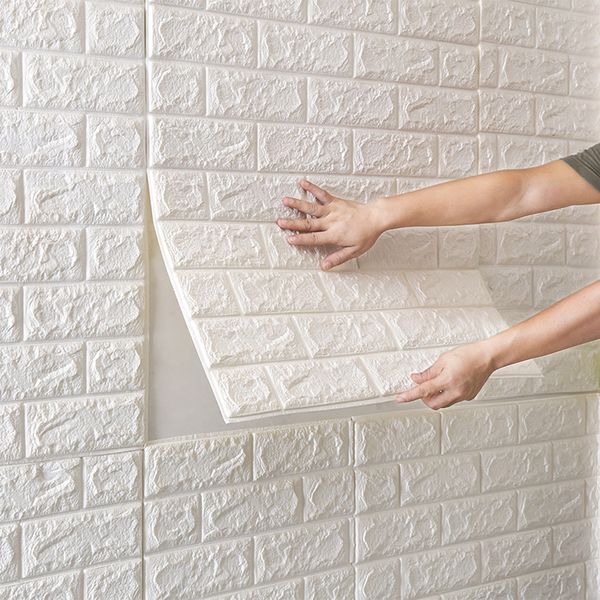 Papelas de pared impermeables de diy autoadhesivas 35cmx35cm paneles de pared 3D Patrón de ladrillo de espuma decoración moderna del hogar