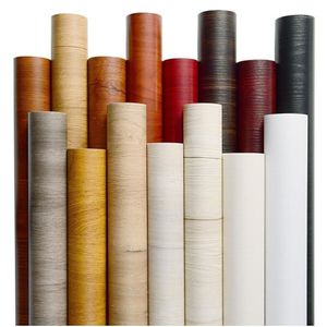 Zelfklevend houtnerfbehang Zwart Grijs Rood Wit Schil en plak PVC Meubelrenovatie Wallpapers Waterdicht J1051230f