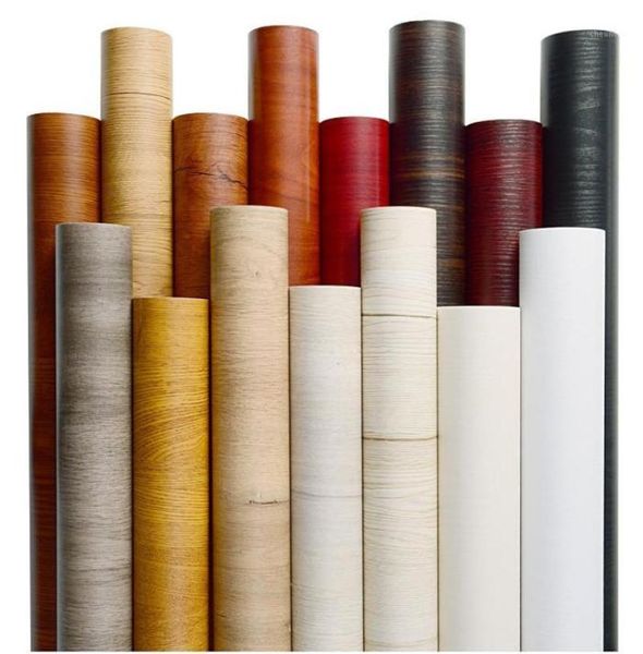 Papier peint à grains en bois d'auto-adhésif noir Gris rouge blanc boue et bâton PVC FOURNIR RENOVOATION FONDUSEMENTS WALLES