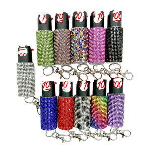 Porte-clés d'auto-défense 17 couleurs diamant extérieur, accessoires de styliste, pendentif de sac en diamant pour femmes